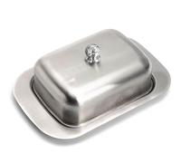 Scatola for burro in acciaio inossidabile 304 con coperchio, contenitore for burro di qualità da ristorante, vassoio for formaggi e dessert in stile europeo, finitura sabbiata