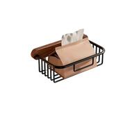 Scatola for fazzoletti di carta igienica in noce, for bagno, scatola di carta in alluminio spaziale, portaoggetti for telefono cellulare, accessori for il bagno eleganti e belli(Black B)