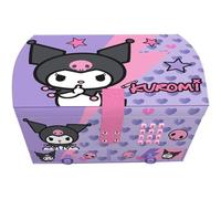 Scatola Giochi Musicali Kuromi Kids Licensing con Codice Segreto, Specchio, 2 Cassetti, Vassoio Estraibile, Effetto Sonoro, Viola, 21 x 15 x 12 cm, +5 Anni