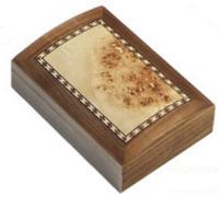 Scatola Gioco Porta 2 Mazzi Carte Modiano Bombata Noce Radica Pioppo