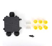 Scatola Giunzione Impermeabile IP68 in Plastica, Scatola Elettrica 3 Vie, Nero, Resistente a Polvere e UV - Alta Protezione, Ritardante di Fiamma, Uso Esterno e Cablaggio Sicuro (E)