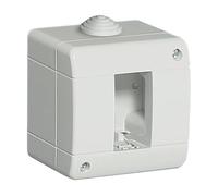 Scatola impermeabile IP40, modulo compatto, resistente all'umidità, ideale per impianti elettrici interni ed esterni.