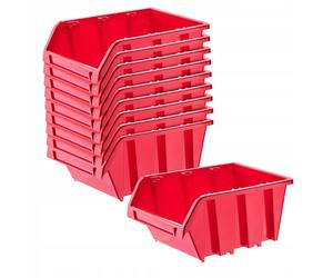 Scatola impilabile da officina KADAX, plastica PP, rossa, 10 pezzi, 390 x 240 mm