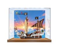 Scatola in acrilico compatibile con modello Le-go 75639 nave pirata, scatola antipolvere, scatola trasparente, scatola da esposizione (solo vetrina) (base in legno+backspray 3 mm)