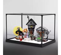 Scatola in acrilico per Lego 21351 The Nightmare Before Christmas, scatola trasparente antipolvere, compatibile con kit di costruzione Lego 21351 (modello non incluso) (base bianca)