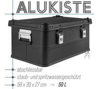 Scatola in alluminio con coperchio Nero 50 L Scatola metallo trasporto Trucky