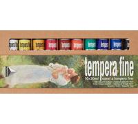 SCATOLA IN CARTONE CON 10 TUBI 20ML COLORI ASSORTITI TEMPERA FINE ARTISTICA
