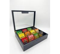 SCATOLA IN LEGNO 12 SCOMPARTI + PZ 120 BUSTINE TE' ENGLISH BREAKFAST, EARL GREY, AGRUMANCE TEA, THE FOUR RED FRUITS