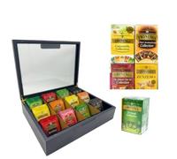 SCATOLA IN LEGNO 12 SCOMPARTI + PZ 240 BUSTINE TE' TWININGS ENGLISH BREAKFAST, EARL GREY, AGRUMANCE TEA, THE FOUR RED FRUITS