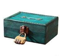 Scatola in legno con serratura per accessori da tè, gioielli, ricordi, in stile vintage cinese, design estetico (B)