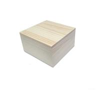 Scatola in legno di pino non verniciato, con coperchio superiore e inferiore, per personalizzare gioielli fai da te e applicazioni per conservare i ricordi (8 x 8 x 4,5 cm)