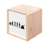 Scatola in legno - Evolution Sitar India Musica Strumento Musicista (10 x 10 x 10 cm)