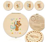 Scatola in legno per denti da latte, salvatore e organizzatore di denti persi, contenitore per il cordone ombelicale, in grado di contenere a 20 denti, scatola multifunzionale per ricordo e registrazi