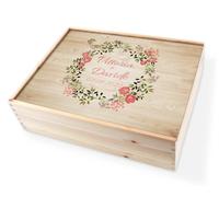 Scatola in legno per matrimonio Scatola dei ricordi per gli sposi 36 x 27 x 10 cm Scatola portaoggetti Personalizzata Regalo per anniversario (Personalizzata matrimonio)