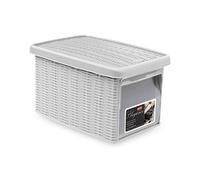 Scatola in plastica Multiuso con Apertura Frontale Elegance Effetto Vimini (15 Lt, Bianco)