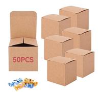 Scatola Kraft regalo marrone per artigianato cupcake, 50 Pezzi Scatole di Cartone con Coperchio per Feste, Compleanni, Bomboniere, matrimoni, battesimi, eventi, 5x5x5cm