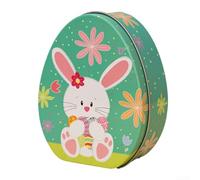 Scatola Latta per uovo Coniglio per pasqua 12x9cm Decorativa(C) | Design incantevole coniglio e per uovo, metallo , per ideale per decorazioni tavolo e cestini pasquali