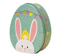 Scatola Latta per uovo Coniglio per pasqua 12x9cm Decorativa(F) | Design incantevole coniglio e per uovo, metallo , per ideale per decorazioni tavolo e cestini pasquali