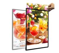 Scatola Luminosa LED Ultra-Sottile, Cornice Pubblicitaria Plug-in, Cornice Display a Parete, Targhe Messaggi Insegne, Porta-Poster Illuminato per Ristoranti Bar Negozi(Black,60 * 90cm)