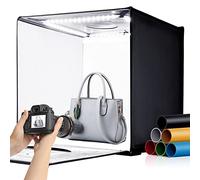 Scatola luminosa per studio fotografico, 61 x 61 cm, pieghevole, bicolore, dimmerabile, kit tenda da tiro con 240 luci LED, cabina di illuminazione 3000-5500K, fondali in 6 colori