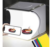 Scatola luminosa portatile pieghevole da 25,4 cm, kit tenda con 2 barre luminose, 40 luci LED e 6 tipi di fondali colorati per oggetti di piccole dimensioni