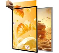 Scatola Luminosa Pubblicitaria A LED, Cornice per Esposizione Pubblicitaria Montata A Parete, Display per Poster Illuminato in Vetro Temperato Ultrasottile, Menu per Ristoranti, Silver, 75 * 120CM