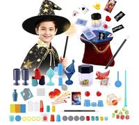 Scatola magica per bambini con cappello magico e costume da mago | trucchi magici a partire da 6 7 8 9 10 11 12 anni | Set creativo di valigie magiche come regalo di compleanno e regali per bambini