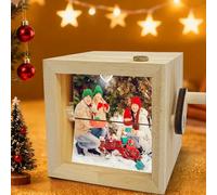 Scatola meccanica artigianale su ordinazione della foto di vibrazione della luce, esposizione su misura della foto della manovella con l'immagine personale, scatola fatta a mano di amore della coppia