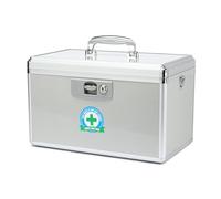 Scatola Medicinali a Prova di Bambino con Serratura a Chiave, 37.8x22.3x23.8cm, Cassetta Kit Pronto Soccorso Vuota, Cassetta di Sicurezza Multiuso, Incluso in un Piccolo Portapillole (X-largo)