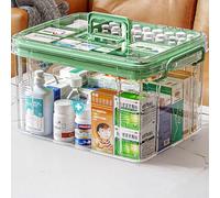 Scatola Medicinali, Double Layer Cassetta Medicinali,Portamedicine Da Casa,Organizer Medicinali Contenitori Farmaceutici Portatili Sono Adatti Per l'ufficio Della Scuola di Famiglia(Verde Grande)