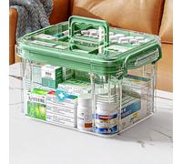 Scatola Medicinali, Double Layer Cassetta Medicinali,Portamedicine Da Casa,Organizer Medicinali Contenitori Farmaceutici Portatili Sono Adatti Per l'ufficio Della Scuola di Famiglia(Verde Piccolo)