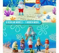 Scatola misteriosa con peluche dei personaggi di Bikini Bottom, include 7 divertenti personaggi della serie, realizzati in morbido materiale a maglia, con anello per appendere e facile esposizione, la