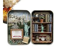 Scatola modello patriottico - Ricordo decorativo in metallo acrilico 10x6x2,5 cm, scena di storia americana vintage | Funzionale oggetto da collezione per casa, ufficio, camera da , soggiorno, sc