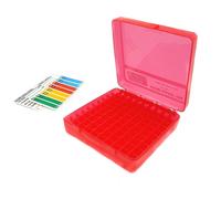 Scatola MTM in plastica rossa 100 colpi porta munizioni calibro 45 ACP