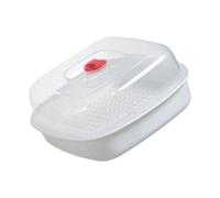 Scatola multiuso per cottura a vapore per alimenti a microonde con design a tesa larga Coperchio visibile Fori di drenaggio efficienti Materiali resistenti al calore Cucina essenziale coperchio