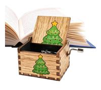 Scatola Musicale di Natale,Decorazione Natalizia in Legno A Manovella,Carillon da Tavolo Natalizio - per Scrivania Libreria Toeletta Bambini Ragazzi Adulti