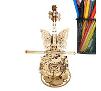 Scatola musicale per violino in legno, puzzle a forma di di farfalla, per bambini e ragazze