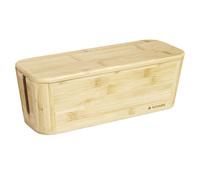 Navaris Scatola Nascondi Cavi Elettrici in bambù 32x12x11cm - Canalina Copriciabatta - Box Copri Fili Ciabatta Elettrica Sdoppiatore Presa Corrente
