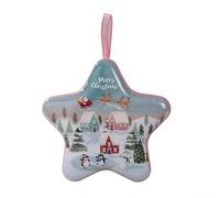 Scatola natalizia in latta per caramelle, in ferro, con scritta "Merry Christmas", decorazione per feste, regali (F)