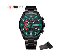 (Scatola nera verde) Orologio da polso da uomo sportivo e alla moda, cronografo al quarzo, di lusso,