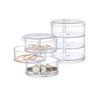 Scatola organizer girevole per gioielli, per orecchini, accessori per capelli e articoli di bellezza, orecchini, collane, bracciali (trasparente, 3 strati)