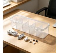Scatola organizer per auricolari, vano portaoggetti, contenitore per cavi | Scatola organizer per cavi, design multi-griglia con coperchio, uso versatile per riporre cavi e piccole viti