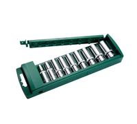 Scatola organizer per bussole 1/4 3/8/2 Drive ABS binario in plastica | Contiene chiavi a bussola da 1/4, 3/8 e 0,5" in appositi slot per mantenere i tuoi strumenti ordinatamente organizzati.
