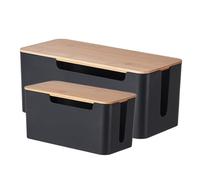 Scatola organizer per cavi, 2 valigie per la gestione dei cavi, con coperchio in legno, decorazione per la casa di alta qualità, per nascondere i cavi, per dati, hub USB, computer, router, ciabatte