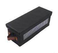 Scatola organizer per CD in tessuto Oxford, impilabile, con frontale trasparente e comode maniglie per 37 CD in custodie per gioielli