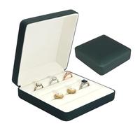 Scatola organizer per gioielli, piccolo portagioie da viaggio, vetrina portatile per anelli, in pelle PU, per donne, uomini, ragazze, orecchini, gemelli (verde)