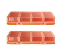 Scatola organizer per parti, confezione da 2, D | Valigetta portaoggetti a 4 scomparti con coperchio smerigliato e frontale per officina