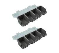 Scatola organizer per parti, confezione da 2, grigio | Valigetta portaoggetti a 4 scomparti con coperchio smerigliato e frontale per officina