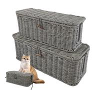 Scatola organizer per - Scatola per gestione cavi, organizer per elettrici, 2 supporti per in rattan intrecciato a mano, contenitore per spegni di estensione per cavo TV, compu