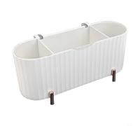 Scatola organizer per trucchi con coperchio trasparente con griglie rimovibili per layout personalizzati per riporre tamponi di cotone spugne e strumenti di bellezza (bianco)